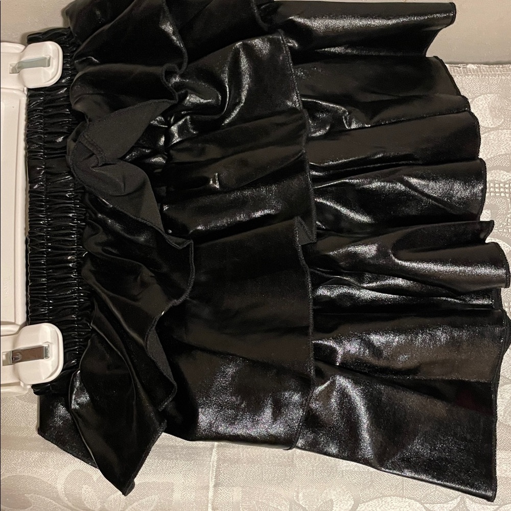 Girls Black Layered Mini Skirt